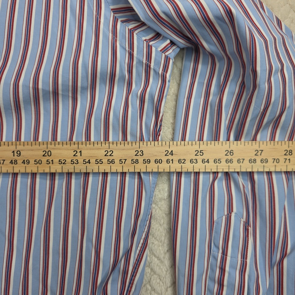 Vintage Ralph Lauren Blake Mens Medium Blue Red Striped Cotton Button Down Shirt - Picture 5 of 10